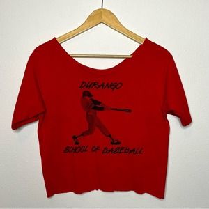 Vintage Durango Colorado Baseball Raw Hem Crop Tee M